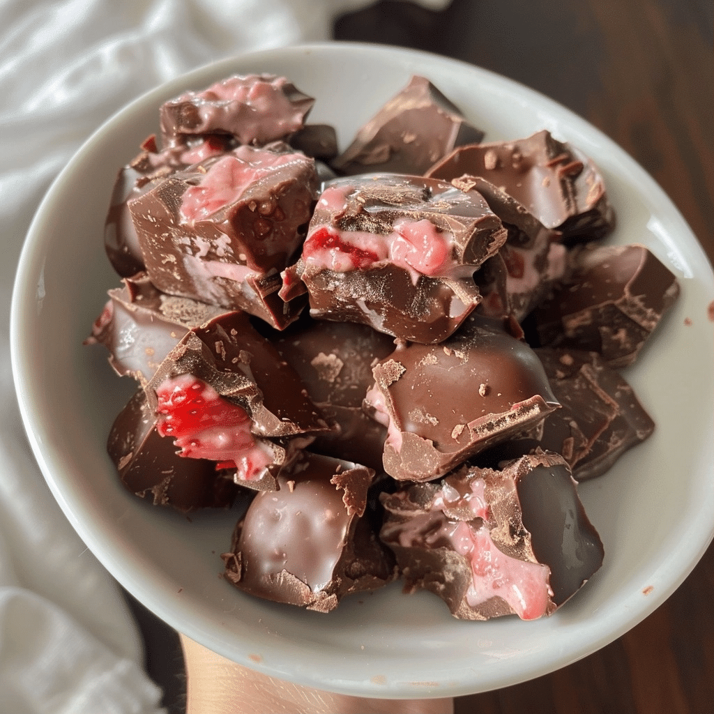 Strawberry Yogurt Chocolate Clusters: Healthy Frozen Treats